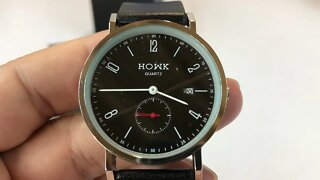 HOWK Men’s Watch Water Resistant Leather Luminous Wristwatch review