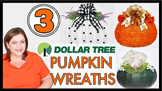 DOLLAR TREE 3 PUMPKIN FALL WREATH IDEAS | HIGH END MODERN FARMHOUSE WALL DECOR THREE UNIQUE WREATHS