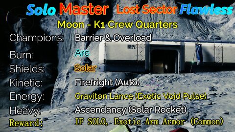 Destiny 2 Master Lost Sector: Moon - K1 Crew Quarters Solo-Flawless 6-4-22