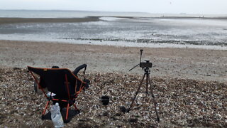 My vlog set up on a beach