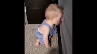 Baby plays hide and seek by starting countdown