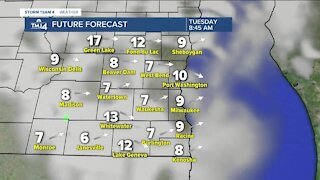 Wind picks back up Tuesday afternoon to 20 mph
