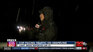 CHP monitoring snow on the Grapevine