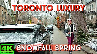 【4K】Snowfall on first day of spring ❄️ Luxury Toronto Canada 🇨🇦
