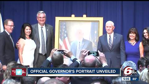 Vice President Mike Pence at the Statehouse for the official unveiling of the governor's portrait