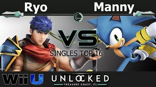Noble|Ryo (Ike) vs. Noble|Manny (Sonic) - Wii U Singles Top 16 - Unlocked