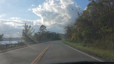 Driving on Route 250 by Tappan Lake Ohio October 12 2021