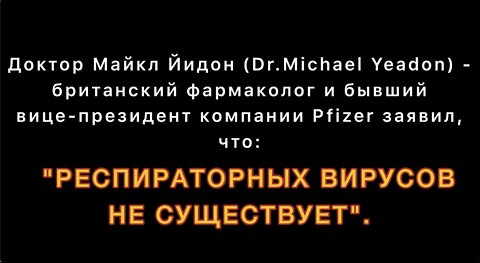 Бывший вице-президент компании Pfizer: "Респираторные вирусы не существуют".