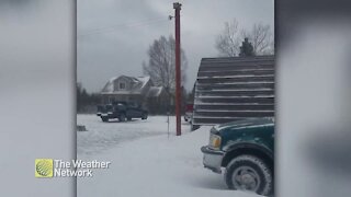 Blowing snow in Northern Ontario