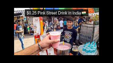 $0.25 Pink Street Drink in India (kid tried to scam me