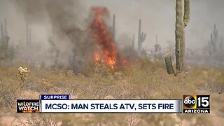 Man steals ATV and sets fire in the desert