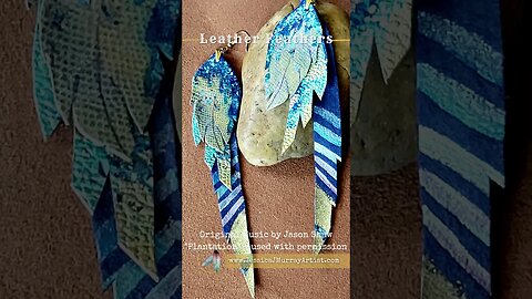 GOLDEN ICE, 6 inch #LeatherFeather #Earrings #genuineleather #leatheraccessories #leather #painting