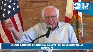 U.S. Senator Bernie Sanders speaks at Andrew Gillum's rally for governor