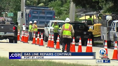 Gas line repairs continue in Port St. Lucie
