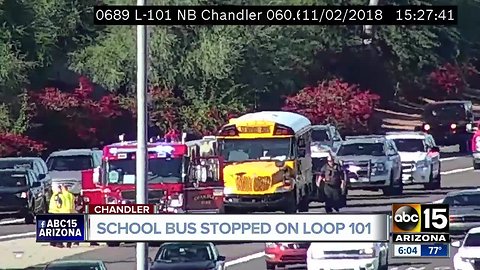 Police, fire respond after school bus driver stops on freeway because children reportedly started a fight