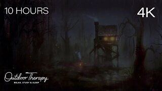 Stormy Halloween Swamp Ambience | Thunder & Rain with Spooky Ambient Sounds | 10 HOURS of HaLlOwEeN