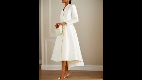 Lapel Collar Elegant Regular Sleeve Regular Fit Midi Dress, Color White