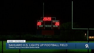 Sahuaro High School honors seniors by lighting up football field, score board, school marque