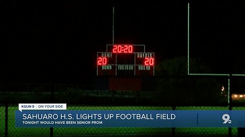 Sahuaro High School honors seniors by lighting up football field, score board, school marque