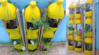 Creative ideas, Making Flower Tower Pots with plastic bottles