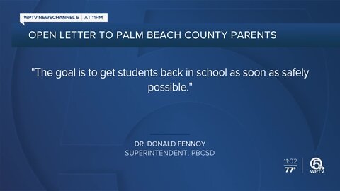 Palm Beach County superintendent issues message to parents after reopening plan approved