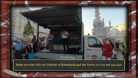 Rede von Karl Hilz Polizist in Ruhestand auf der Demo in Linz am 4.9.2021