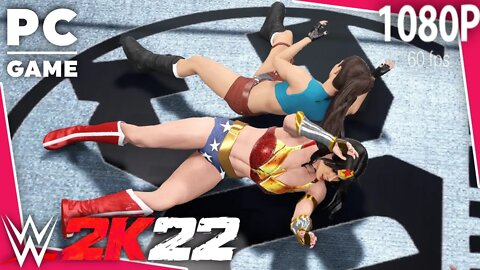 WWE 2K22 | WONDER WOMAN V LARA CROFT! | 2 Out Of 3 Falls Count Anywhere Match [60 FPS PC]