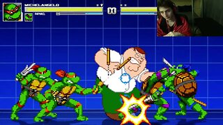 Teenage Mutant Ninja Turtles Characters (Leonardo And Raphael) VS Peter Griffin In A Battle In MUGEN