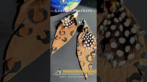 Brown Leopard Spots, 4 inch leather feather earrings