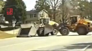 HEAVY Front End Loaders Go Head To Head In Wild Police Pursuit