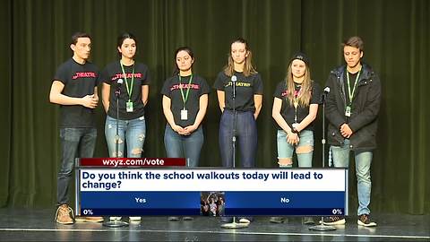Novi High School students participate in school walkouts