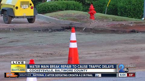 Water main break repair to cause traffic delays