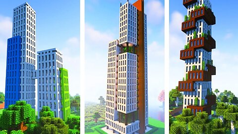 How to Build 3 COOL SKYSCRAPERS in Minecraft