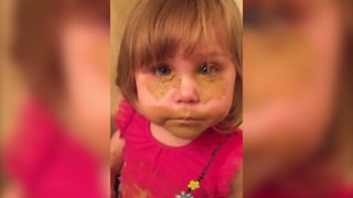 "Toddler Girl Uses Mom's Makeup Without Permission Then Denies It"