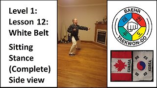 Baehr Taekwondo: 01-12: White Belt: Sitting Stance - Complete (Side View)