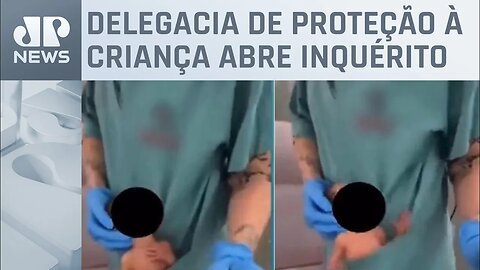 Fisioterapeuta faz 'dancinha' em maternidade de SC com recém-nascido no bolso do jaleco