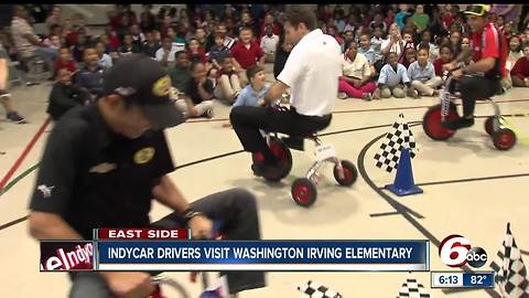 IndyCar drivers visit Washington Irving Elementary School