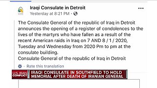 Iraqi Consulate in Detroit to open for condolences in killing of Qassam Soleimani