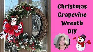 Christmas Grapevine Wreath DIY ~ Fun & Easy Christmas Wreath Tutorial ~ Christmas Greenery Wreath
