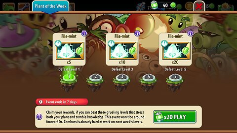Plants vs Zombies 2 - Plant of the Week - Fila-Mint - May 2024