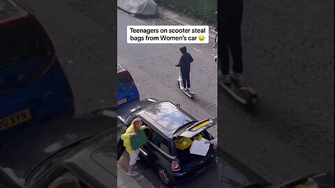 Teenagers on electric scooter steal a womans expensive shopping bags from car boot #trending #shorts