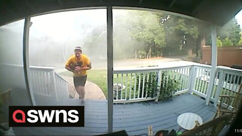 US jogger alerts family their house is on fire through doorbell camera