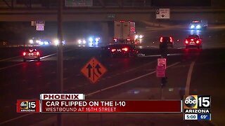 Car flips over on I-10 WB at 16th Street