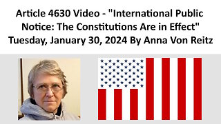Article 4630 Video - International Public Notice: The Constitutions Are in Effect By Anna Von Reitz