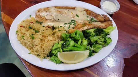 RED FISH 🐟 AT HULI HULI 🛖 HUT GALVESTON TX USA