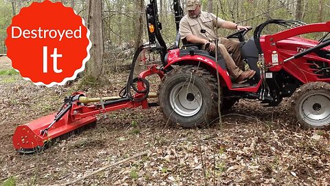 Flail Mower & Tree Shear Clearing Woods With Tractor