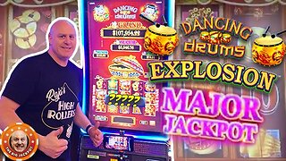 💥 Major Jackpot Win! 💥 Max Bet Dancing Drums Explosion Bonus Round Upgrade Jackpot Winner!