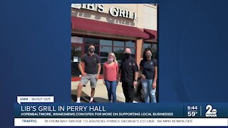 Lib's Grill in Perry Hall says "We're Open Baltimore!"