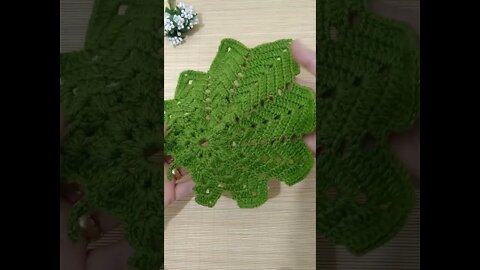 How To Crochet Leaf Coaster #shorts