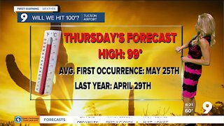 Highs climb close to 100° by Thursday
